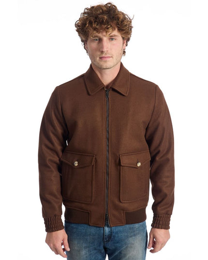 Roberto Pepe Luxury Brown Polyester Men Jacket