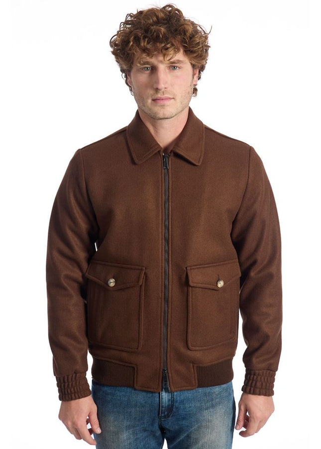 Roberto Pepe Luxury Brown Polyester Men Jacket