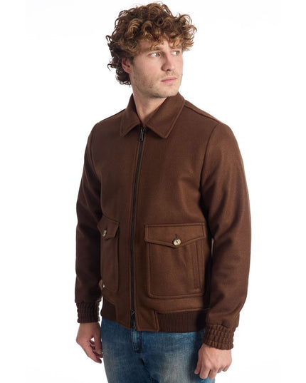 Roberto Pepe Luxury Brown Polyester Men Jacket