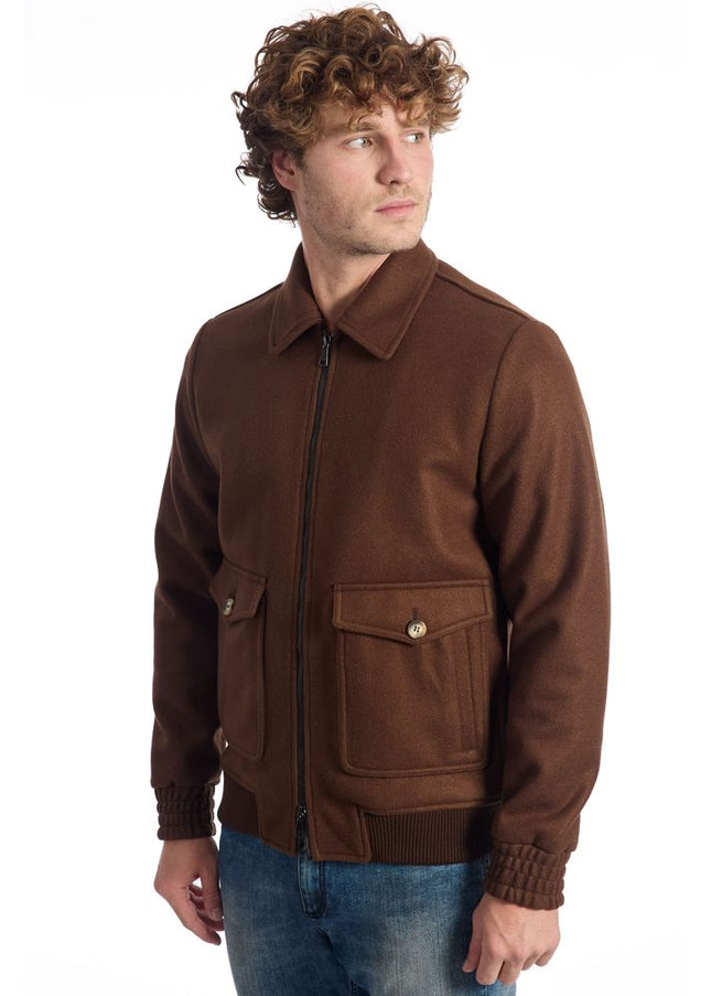 Roberto Pepe Luxury Brown Polyester Men Jacket