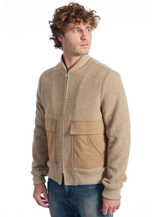 Roberto Pepe Luxury Beige Wool Men Jacket