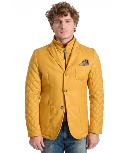 Roberto Pepe Luxury Yellow Viscose Men Jacket