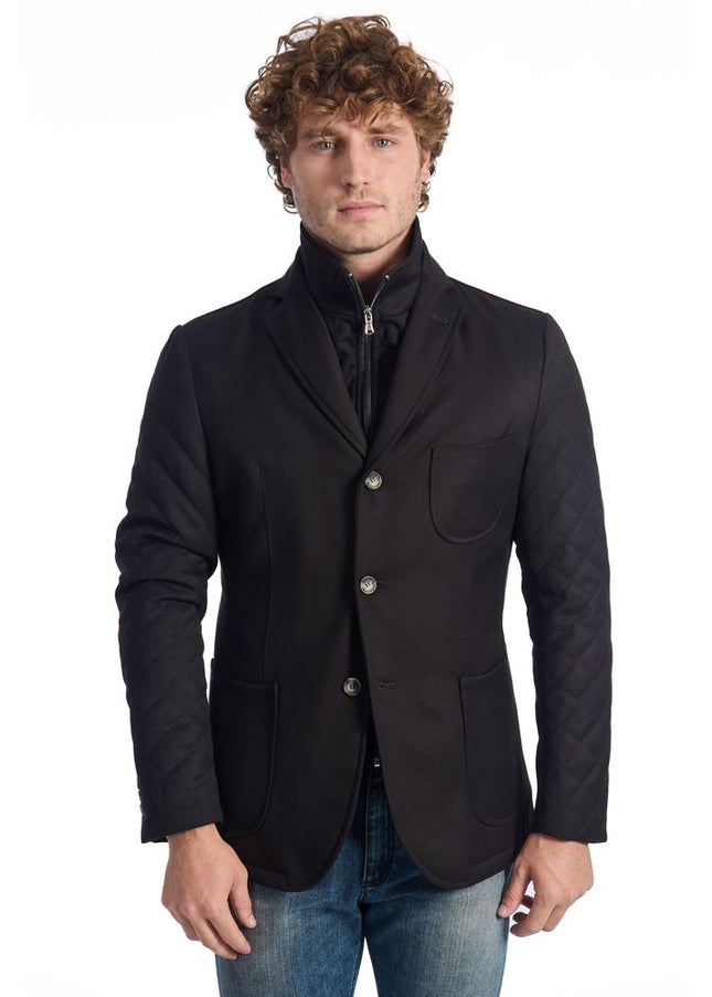 Roberto Pepe Luxury Black Viscose Men Jacket