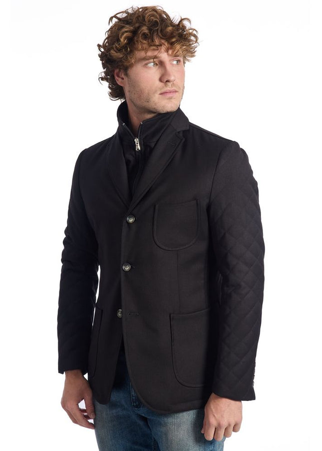 Roberto Pepe Luxury Black Viscose Men Jacket