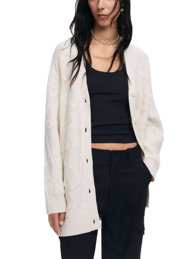 Desigual Cream Acrylic Cardigan