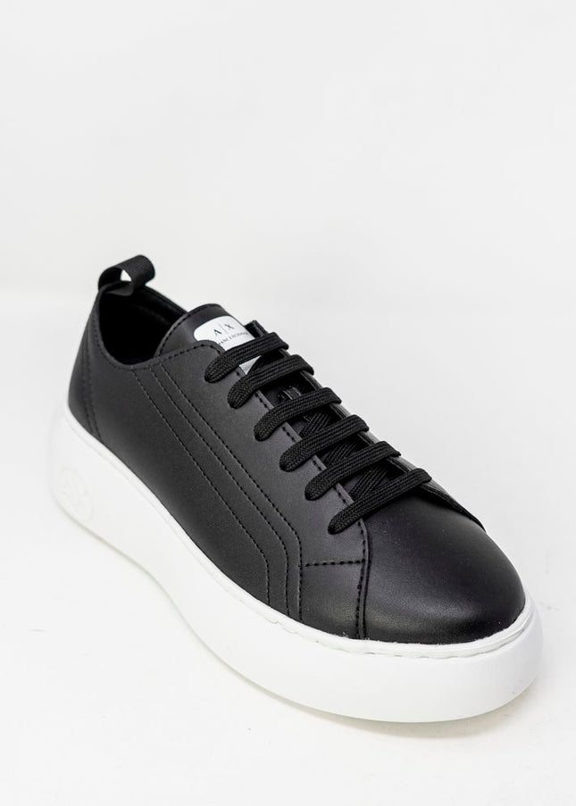 Armani Exchange Black Synthetic Leather Sneaker