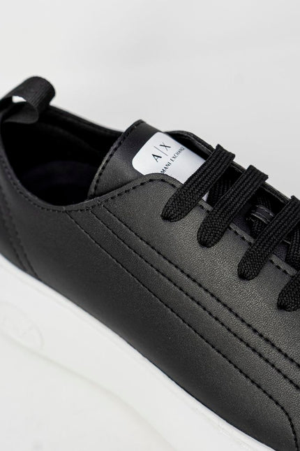 Armani Exchange Black Synthetic Leather Sneaker