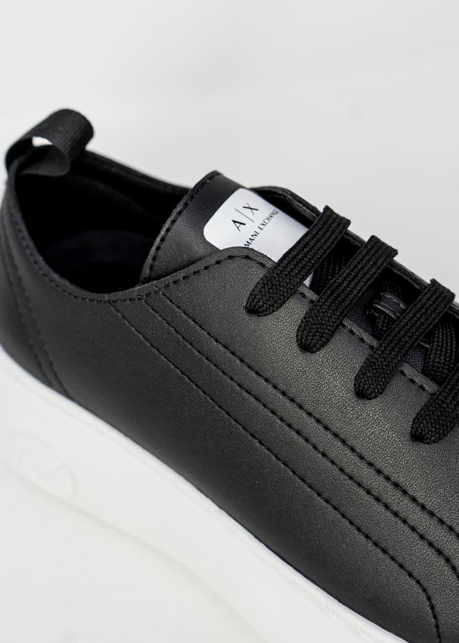 Armani Exchange Black Synthetic Leather Sneaker