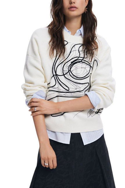 Desigual White Cotton Sweater