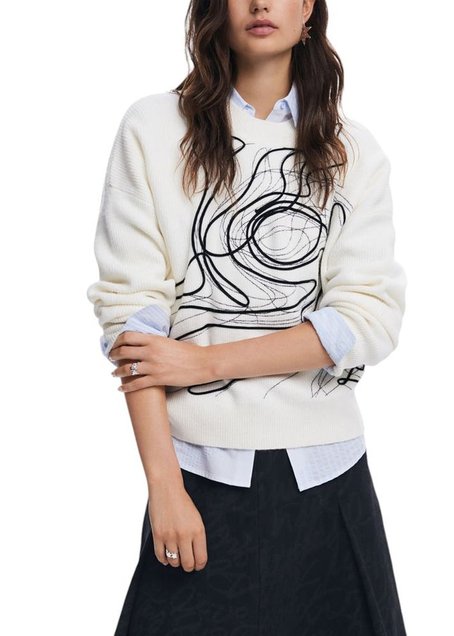 Desigual White Cotton Sweater