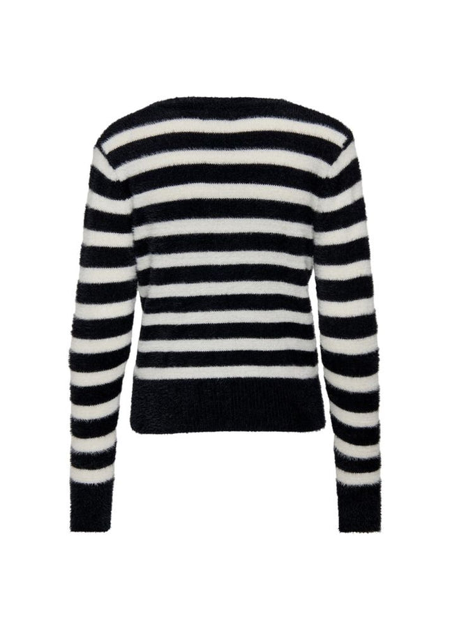 Only Black And White Polyester Sweater