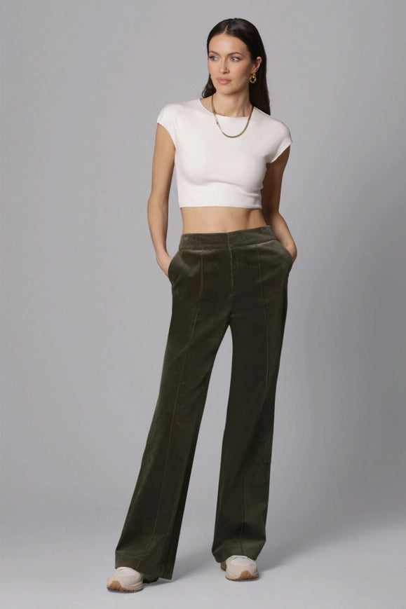 Stretch Corduroy Flare Trouser Spanish Moss-TROUSERS-Avec Les Filles-Urbanheer