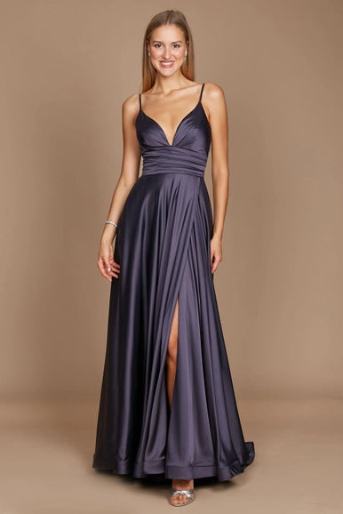 Charcoal Spaghetti Strap Prom Long Formal Gown Wholesale-Dylan & Davids-8-Charcoal-Urbanheer