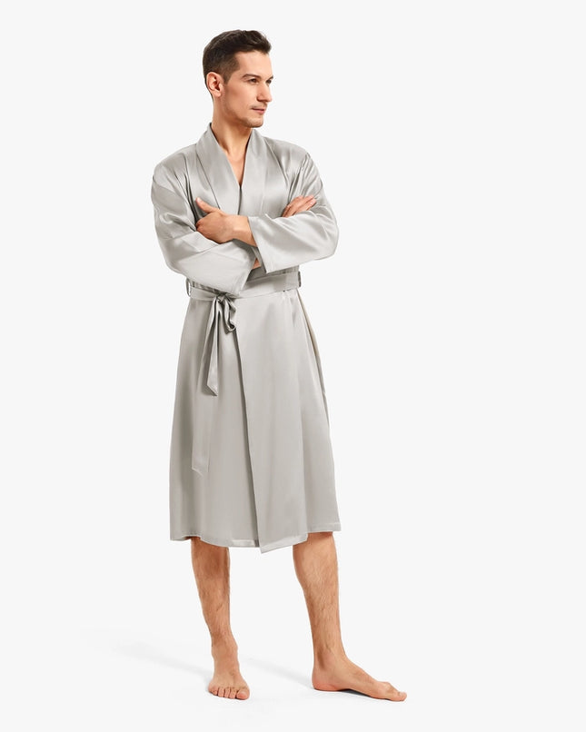 Smooth Silk Robe Cilver Gray-Robe-MommeSilk-XS-Urbanheer