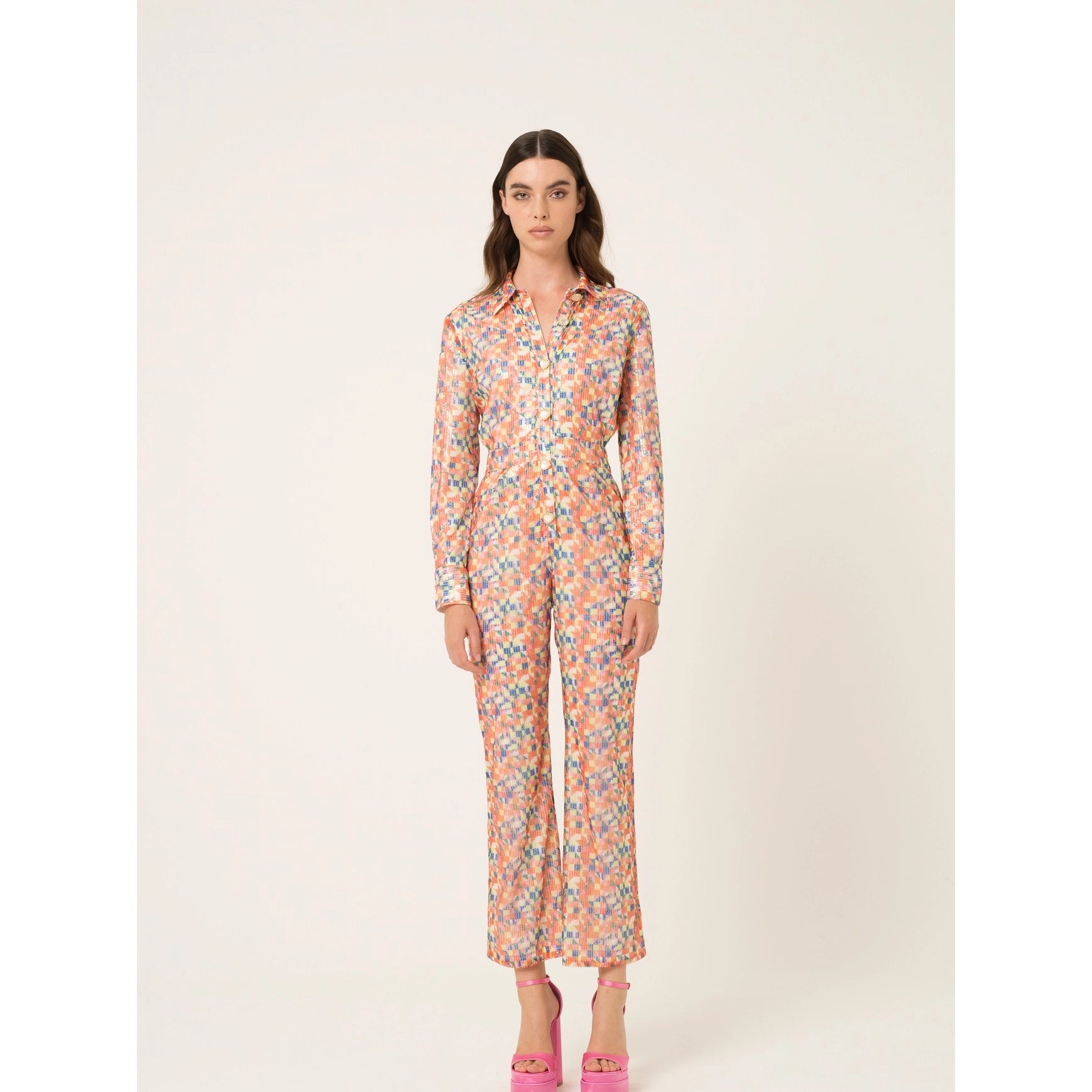 Poppy Long Sleeve Multi Color Jumpsuit-Clothing - Women-Amy Lynn-Urbanheer