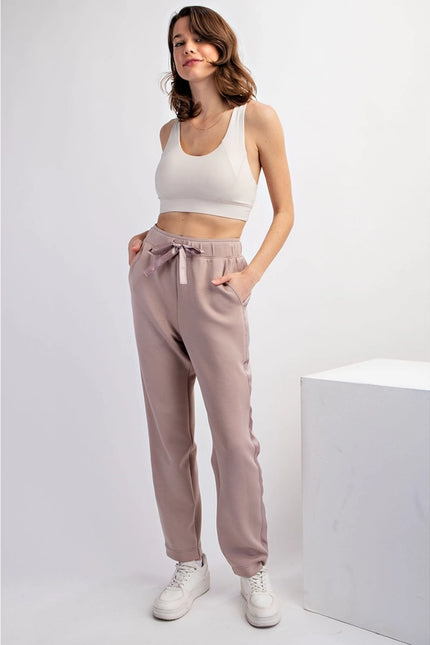 Modal Poly Span Jogger with Side Satin Detail Lt Mocha