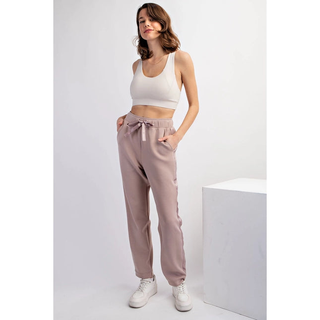 Modal Poly Span Jogger with Side Satin Detail Lt Mocha