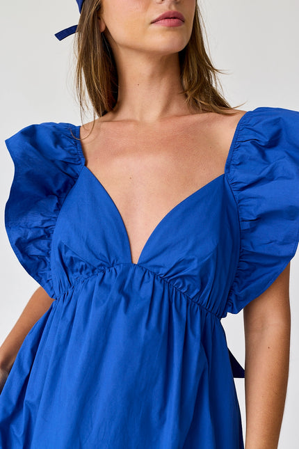 Audrey Tie-Back Ruffle Mini Dress