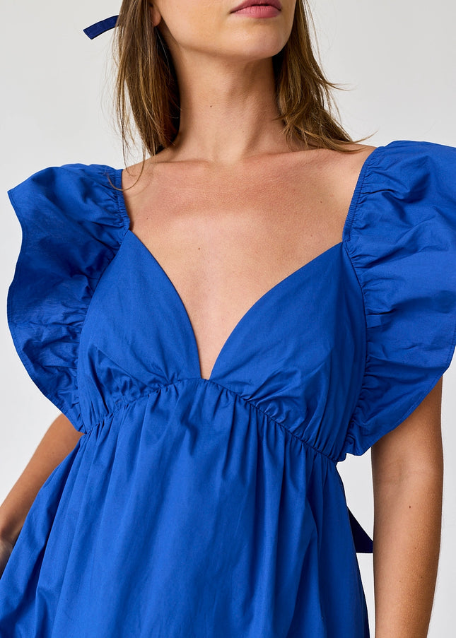 Audrey Tie-Back Ruffle Mini Dress