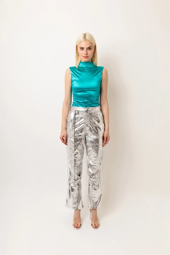 Metallic Loose Fit Combat Utility Pants-Pants-Amy Lynn-Urbanheer