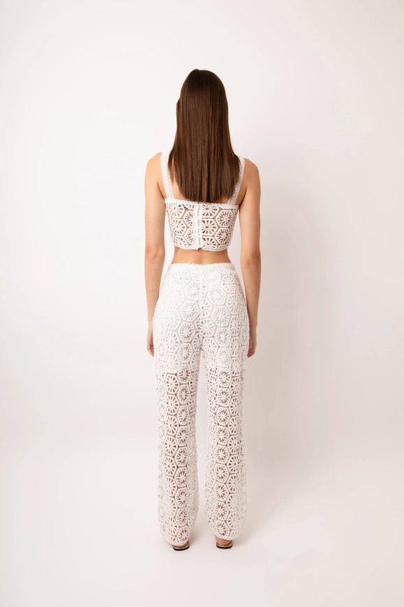 Capri Crochet Rear Zip Straight Pants-Pants-Amy Lynn-Urbanheer