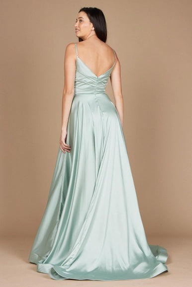 Sage Spaghetti Strap Prom Long Formal Gown Wholesale-Dylan & Davids-Urbanheer