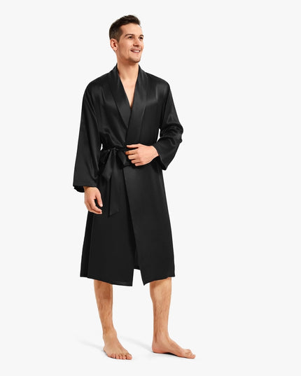 Smooth Silk Robe Black-Robe-MommeSilk-Urbanheer