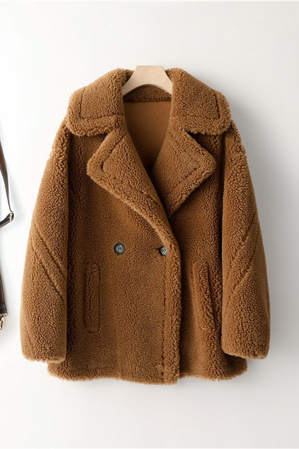 Women Lamb Wool Coat Winter Short Coat-Productseeker-S-Brown-Urbanheer