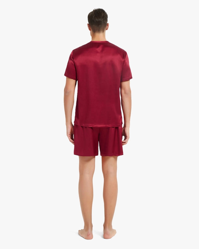 His & Hers Casual Silk Pajamas Claret-Pajamas-MommeSilk-Urbanheer