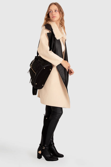 Watch Me Go Oversized Leather Trimmed Coat - Pale Oat-COAT-belle & bloom-Urbanheer