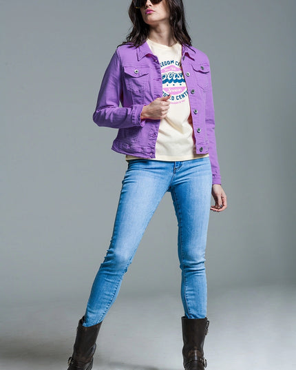 Slim Denim Trucker Jacket In Lilac