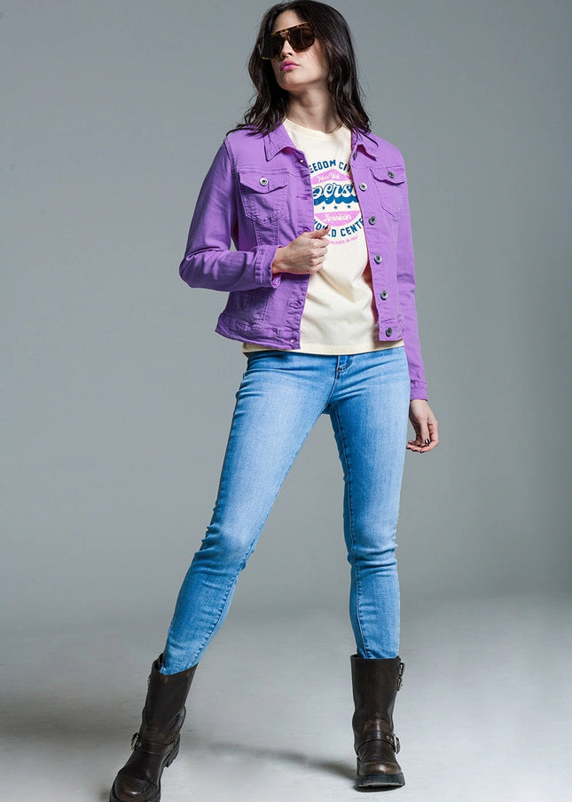 Slim Denim Trucker Jacket In Lilac