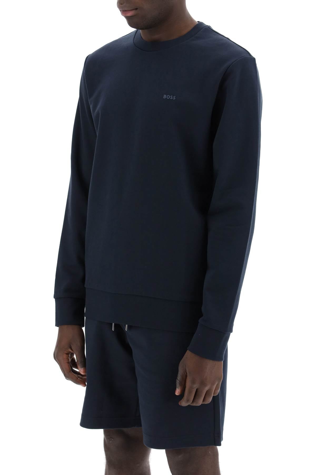 Boss french terry crewneck sweatshirt Blue-sweatshirt-Hugo-Urbanheer