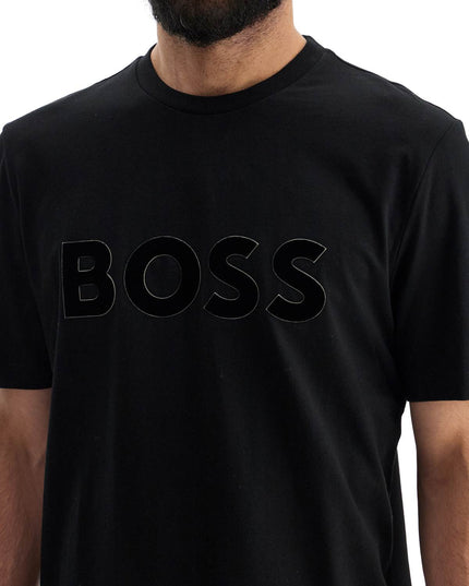 Boss flocked logo t-shirt with