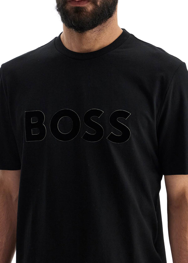 Boss flocked logo t-shirt with