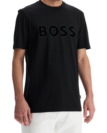 Boss flocked logo t-shirt with