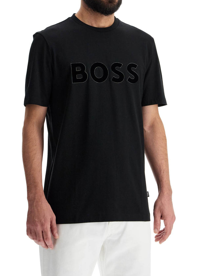 Boss flocked logo t-shirt with