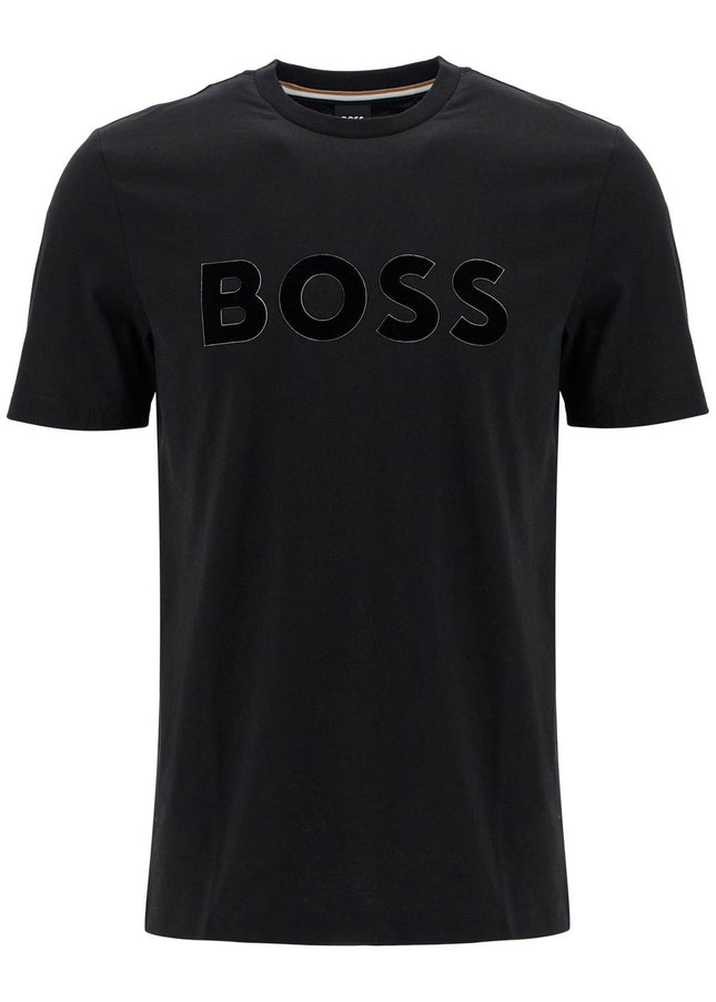 Boss flocked logo t-shirt with