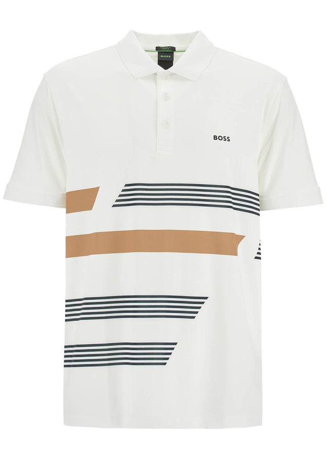 Boss printed stretch jersey polo shirt