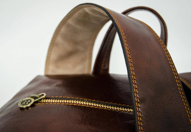 Brown Large Leather Backpack - L.A. Confidential Brown