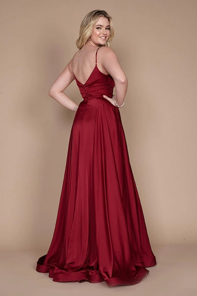 Burgundy Spaghetti Strap Prom Long Formal Gown Wholesale-Dylan & Davids-Urbanheer