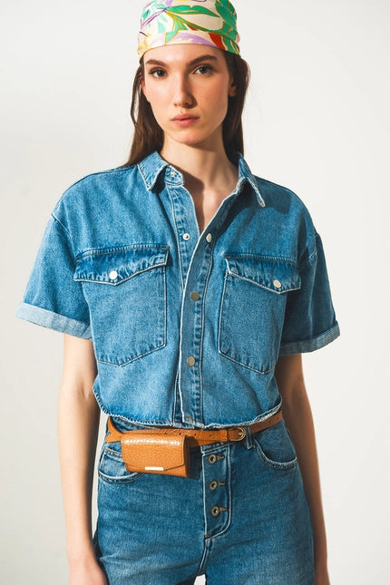 Denim Cropped Shacket in Authentic Blue-Shacket-Q2-Blue-M-Urbanheer