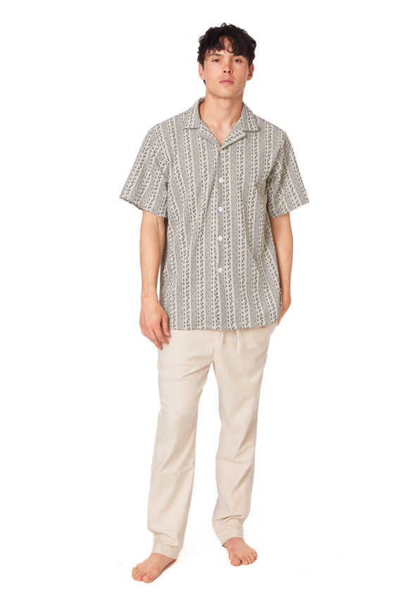 Crochet/Textured Short Sleeve Men's Shirt (4056)