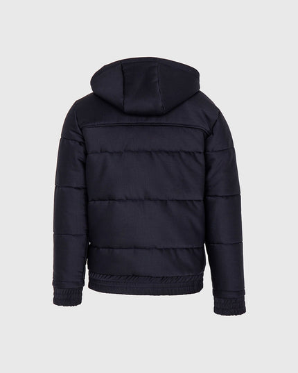 Padded Puffer With High Collar And Hood - Blue-Coats & Jackets-JEF-Urbanheer