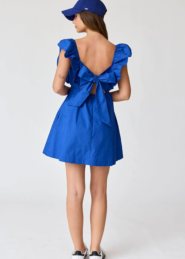 Audrey Tie-Back Ruffle Mini Dress