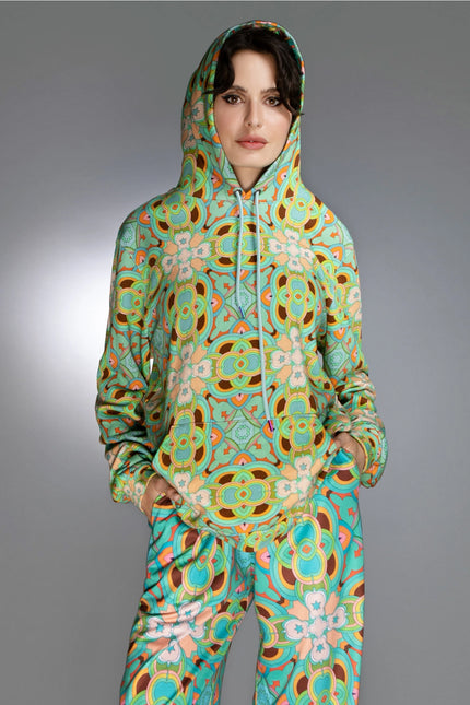 Geometric Shaped Patterns Agua Psychedelic Women'S Hoodie-Nuvula-Urbanheer