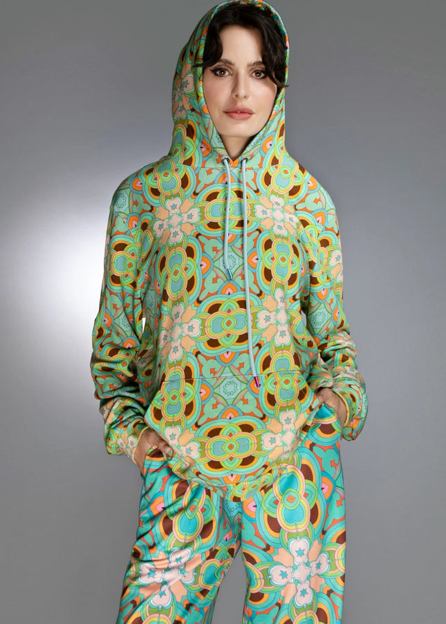 Geometric Shaped Patterns Agua Psychedelic Women'S Hoodie-Nuvula-Urbanheer