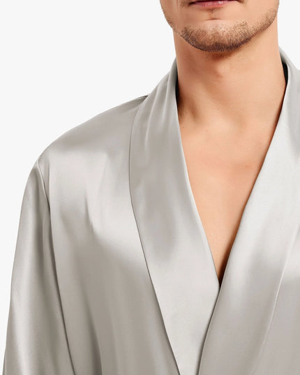 Smooth Silk Robe Cilver Gray-Robe-MommeSilk-Urbanheer