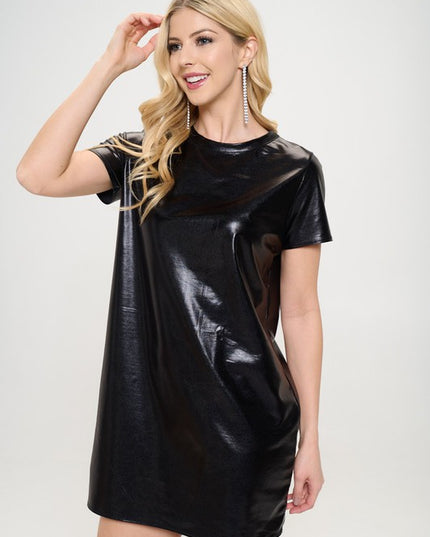 Made in USA Metallic Short Sleeve Dress-Dress-Renee C.-Black-S-Urbanheer