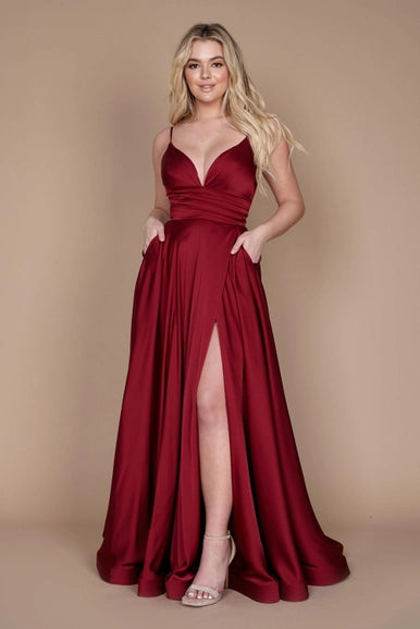 Burgundy Spaghetti Strap Prom Long Formal Gown Wholesale-Dylan & Davids-16-Burgundy-Urbanheer